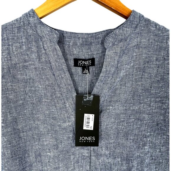 NEW/NWT Jones New York Navy Blue Linen Maxi Dress Pockets Size Large - Picture 5 of 7